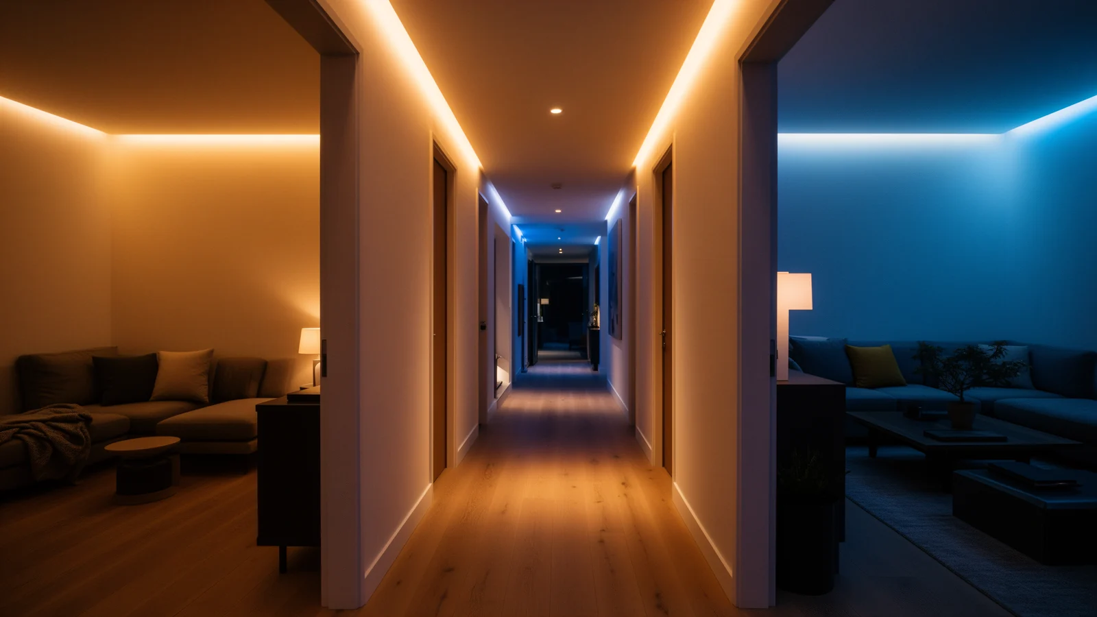 Several rooms each with their own cove lighting