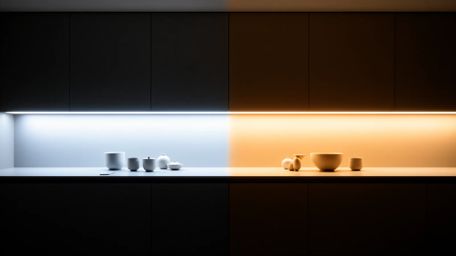 Tunable-white strip, cool to warm