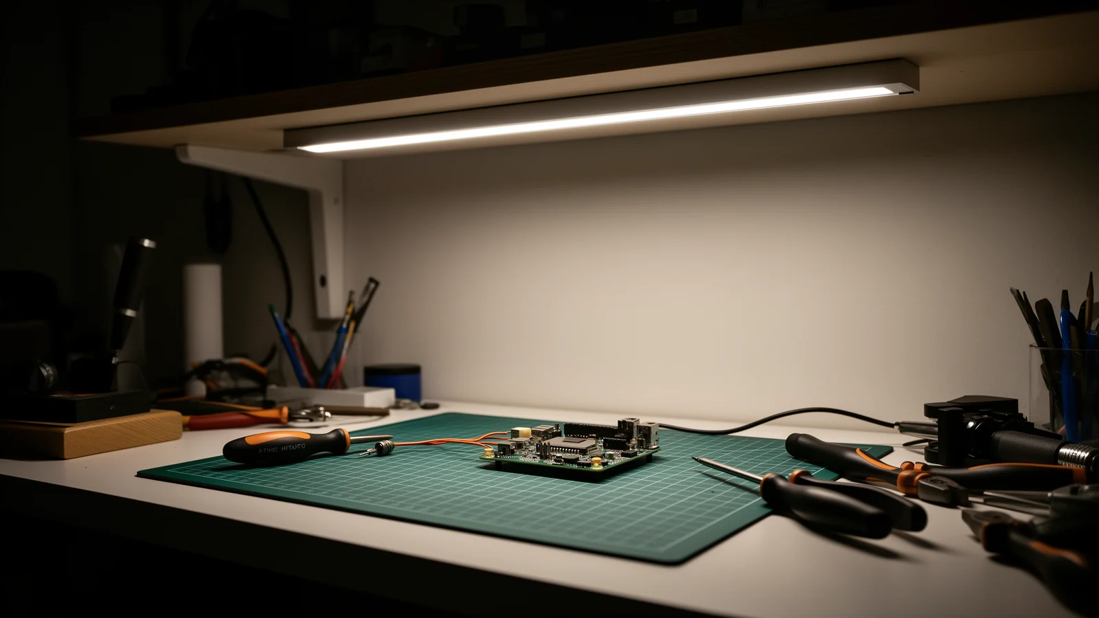 Workbench primary task lighting in neutral white